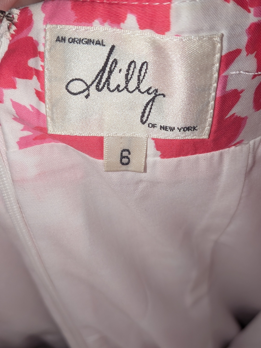 Y2K Milly Pink and White Floral Strapless Dress - Picture 3 of 4